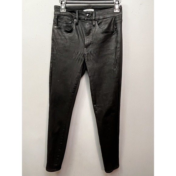 Good American Denim - Good American Good Legs Black Coated Skinny‎ Jeans GL001T Size 2/26 High Rise
